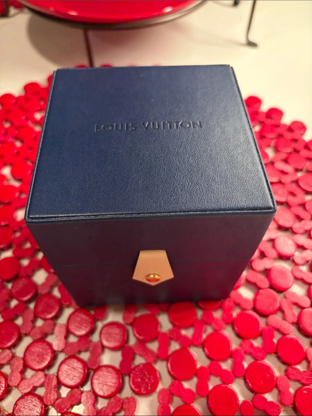 Louis Vuitton Men's Navy Blue Jewelry Box with Gold Accent